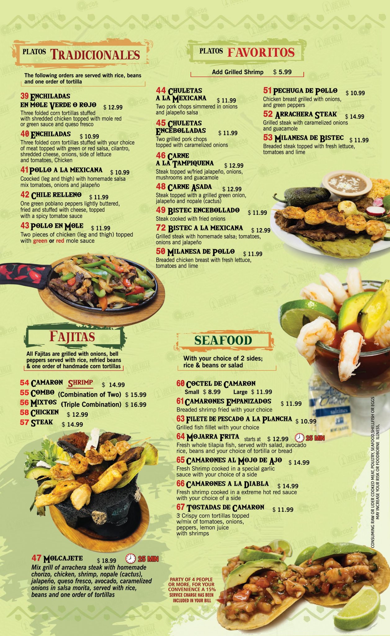 Menus – Delvalle Mexican Restaurant & Grill